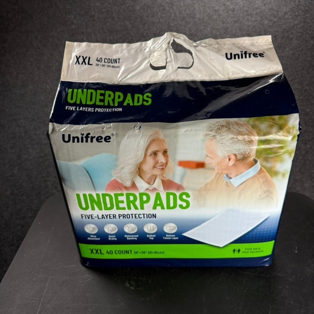 Unifree XXL Underpads 40 Count 36x36 Five Layer Protection Waterproof
